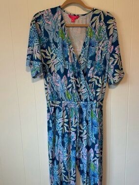 LILLY PULITZER Merrick Jumpsuit in Macaw Blue Tall Me About It